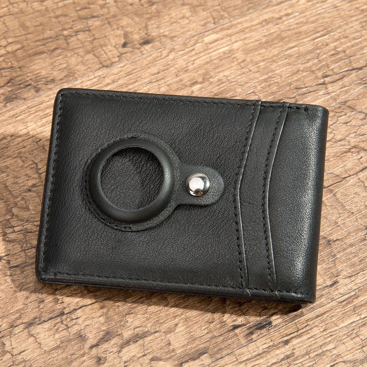Positioning Tracker Crazy Horse Leather Antique Card Holder