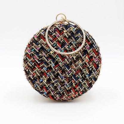 Women's Style Dinner Round Woolen Clutch Grade Evening Bags