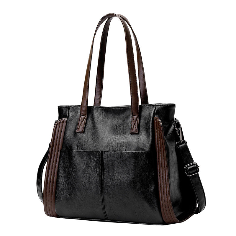Women's Leather Large Black Korean Fashion Texture Shoulder Bags