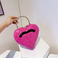 White Size Love Heart Patent Leather Handbags