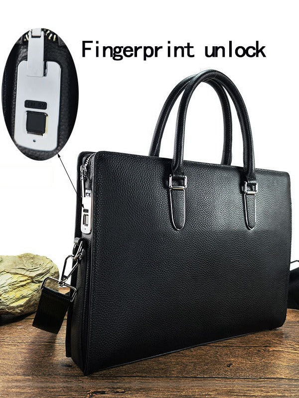 Men's Business Pure Leather Large Capacity Office Portable Men's Briefcases