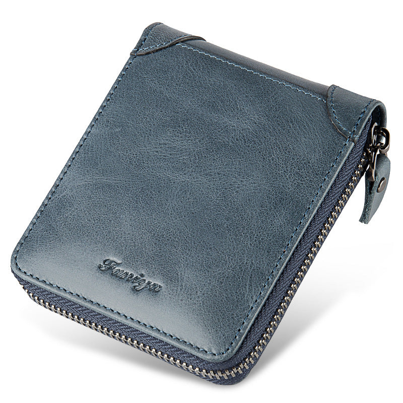 Men's Fanya Short Leather Zipper Driving License Men's Wallets