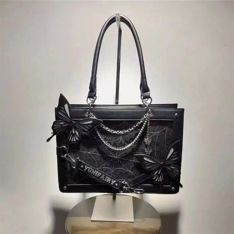 Labyrinth Butterfly Cartoon Gothic Spider Web Tote Bags