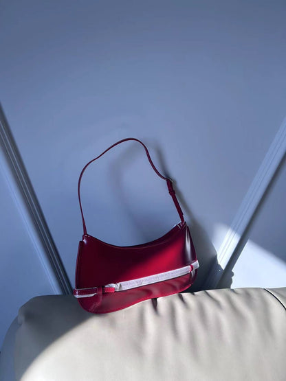 Design Cowhide Red Baguette Genuine Leather Handbags