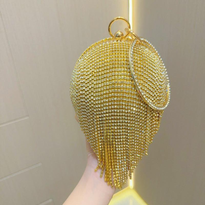 Women's Clutch Rhinestone Tassel Banquet Party Dinner Evening Bags