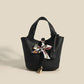 Women's Basket Fashion Portable Soft Leather Lychee Handbags