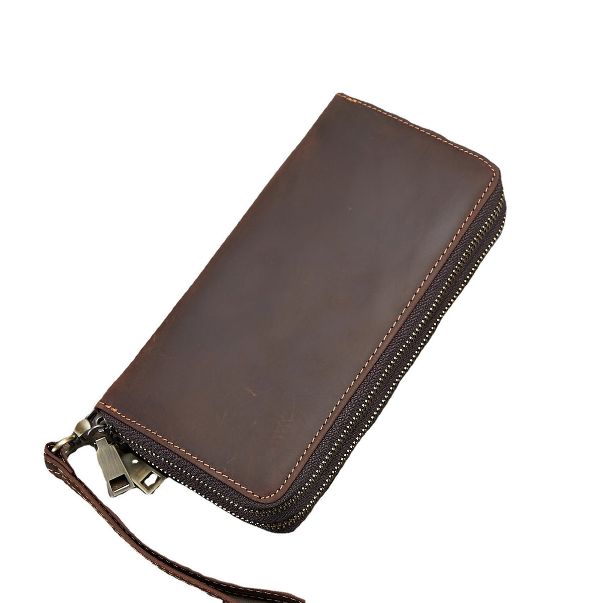 Men's Leather Crazy Horse Long Retro Cowhide Men's Handbags