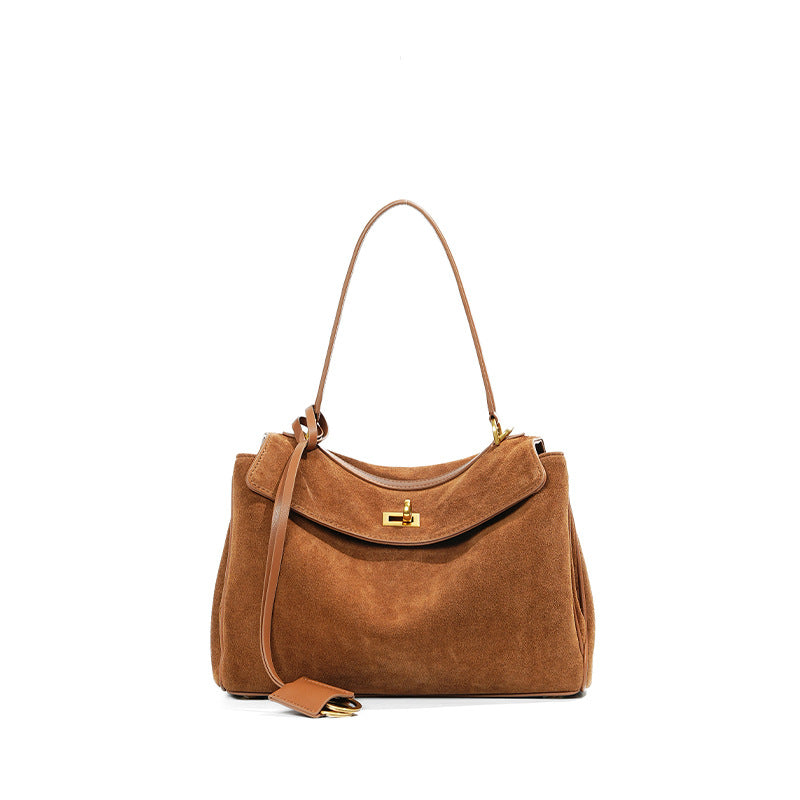 Women's Frosted Cowhide High-grade Large Capacity Portable Armpit Bags