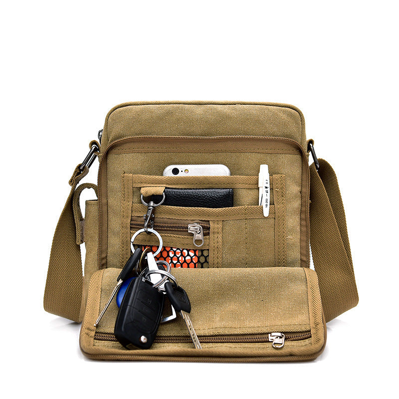 Men's Retro Vertical Horizontal Canvas Business Men's Shoulder Bags