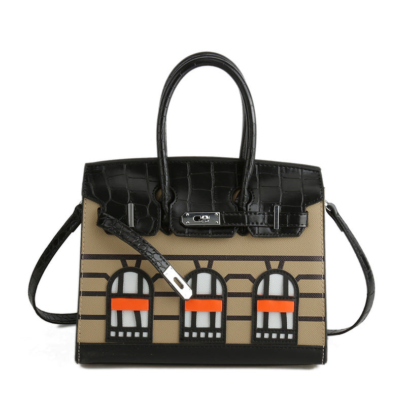 Women's Contrast Color House Platinum Kelly Fashionable Handbags