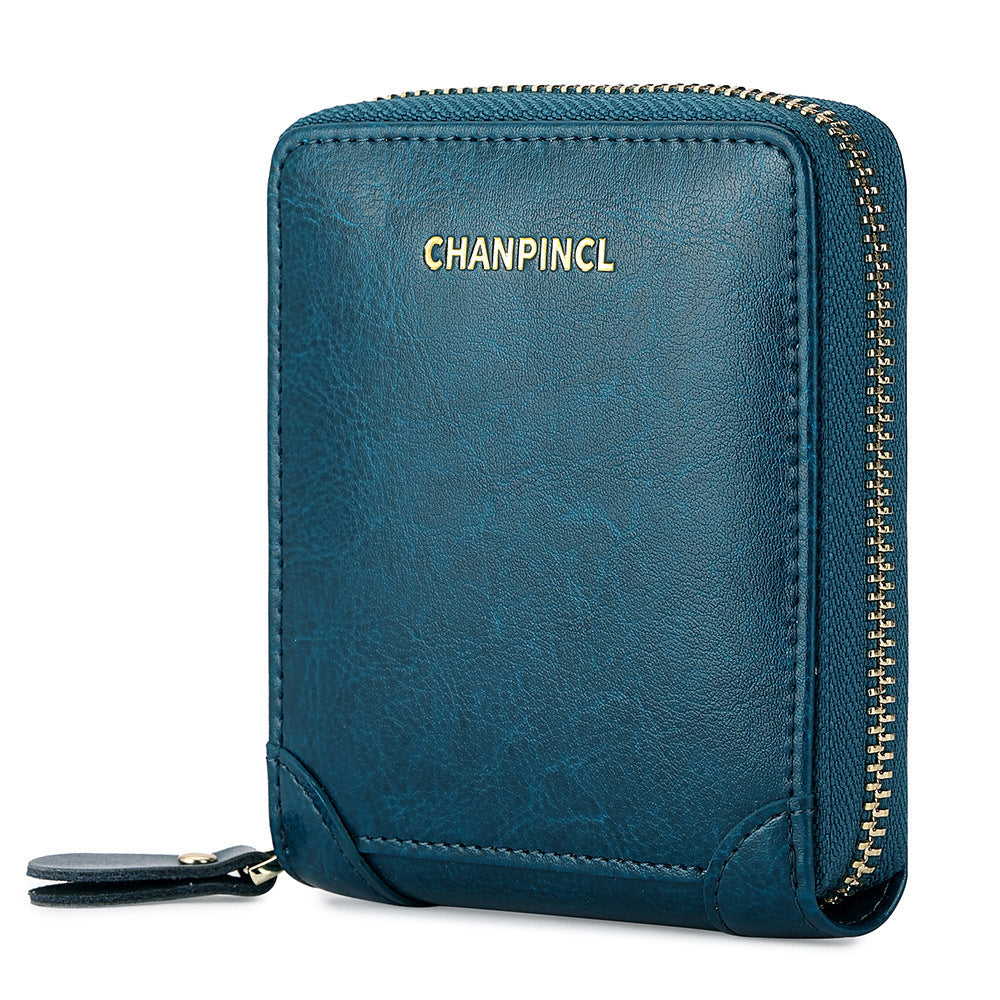 Women's Boxed Short Pocket Zipper Multifunctional Green Ladies Wallets
