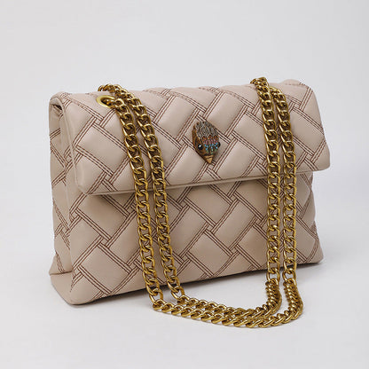 Women's Eagle Head Design Diamond Plaid Chain Bags