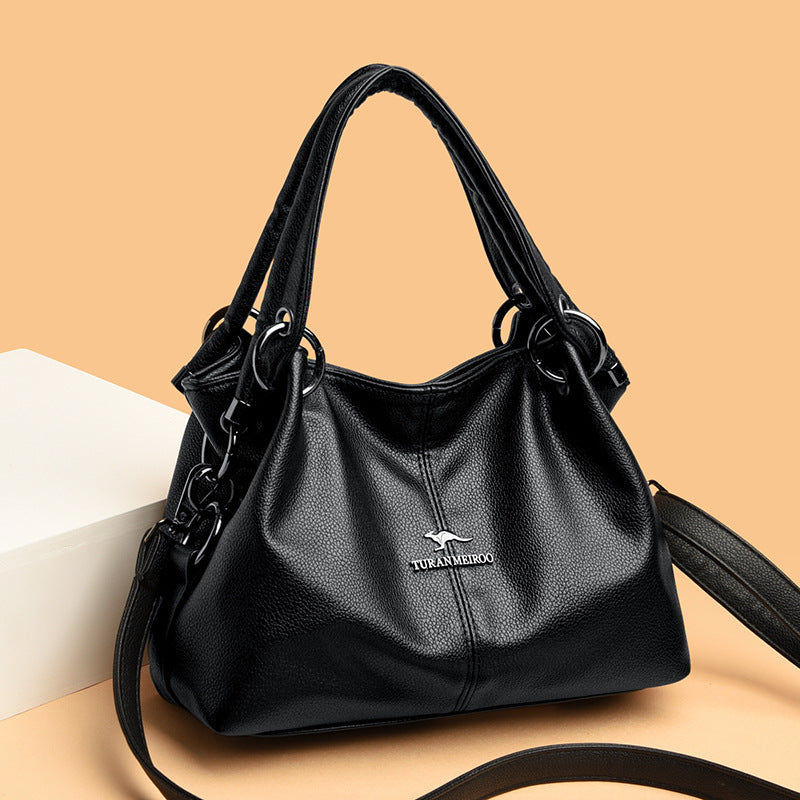Women's Luxury Soft Leather Retro Solid Color Tote Bags
