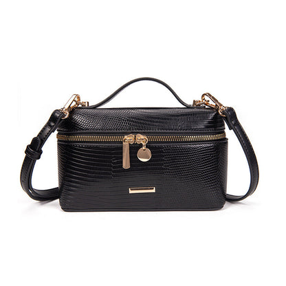 Women's High Quality Stone Pattern Box Double Pull Head Crossbody Bags