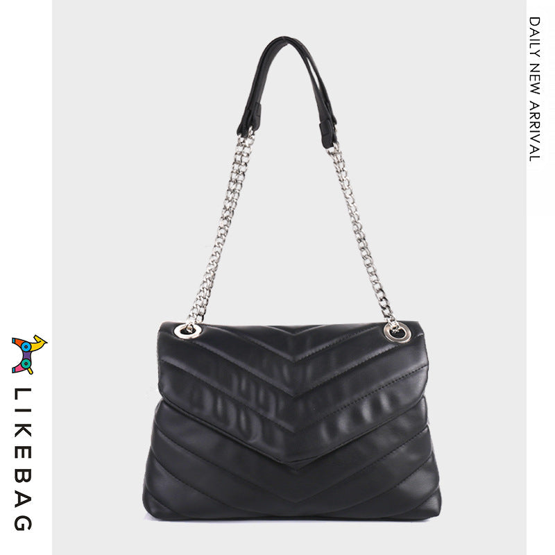 Women's Commuter Soft Metal Chain Embroidered Versatile Crossbody Bags