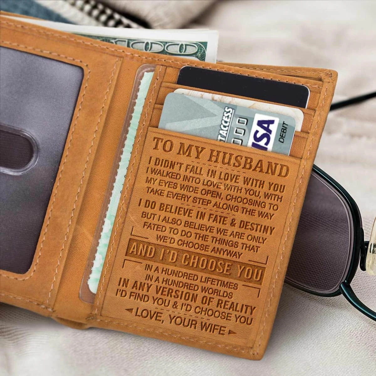 Men's For Husband Three-fold Crazy Horse Leather Men's Wallets