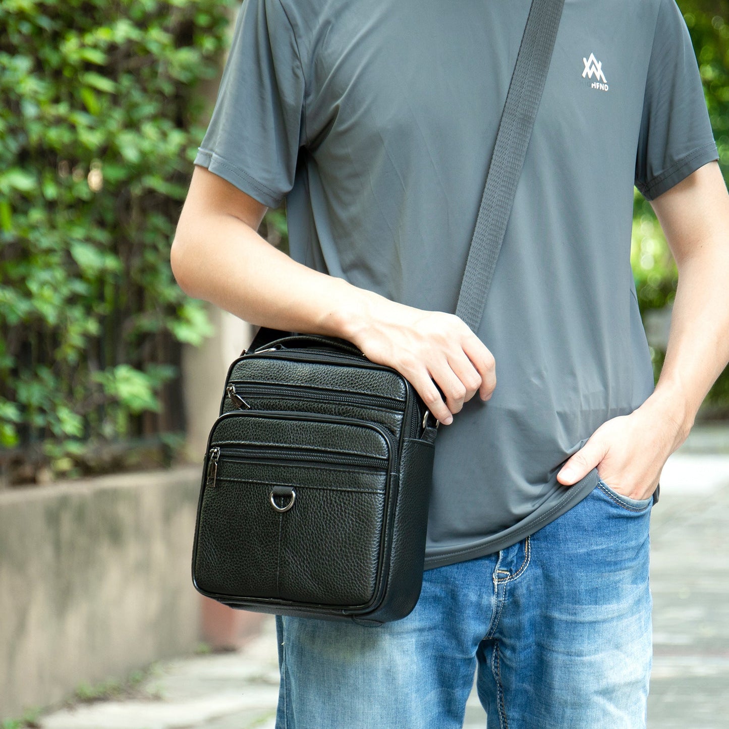 Men's Leather Business First Layer Cowhide Men's Shoulder Bags