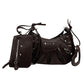 Women's Pleated Crescent Son Mother Retro Rivet Shoulder Bags