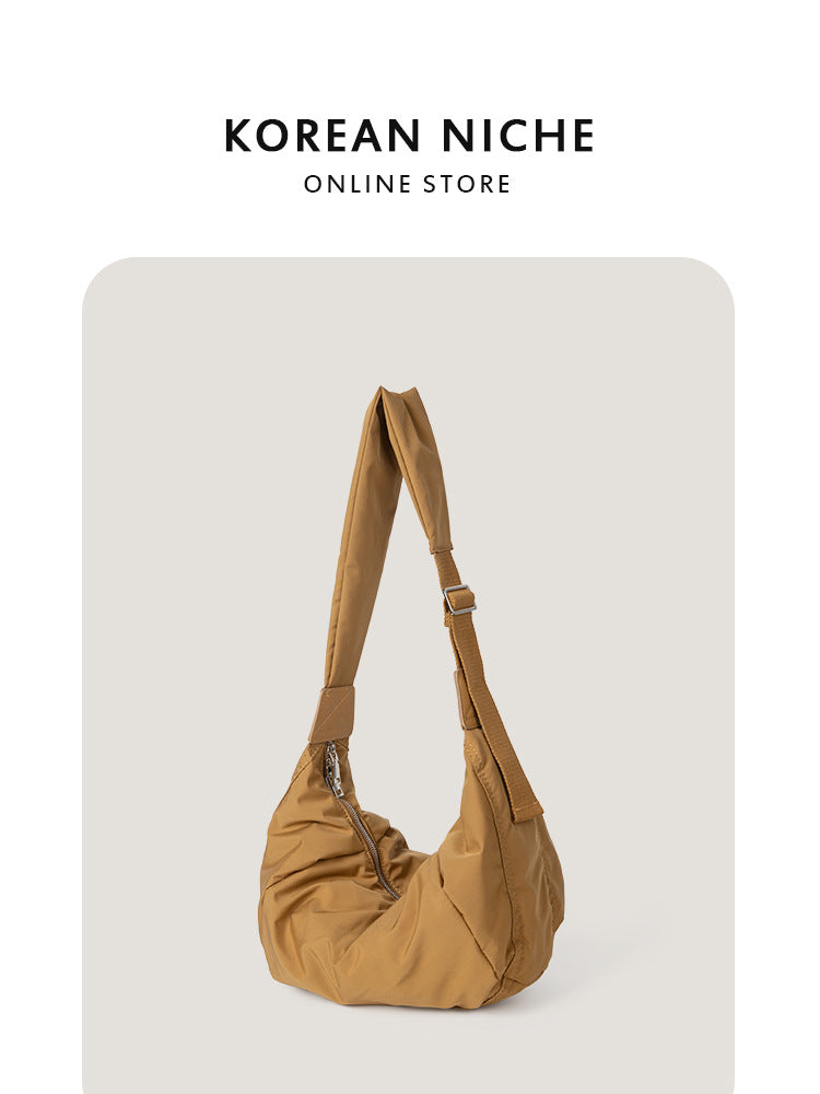 Capacity Nylon Cloth Texture Solid Color Shoulder Bags