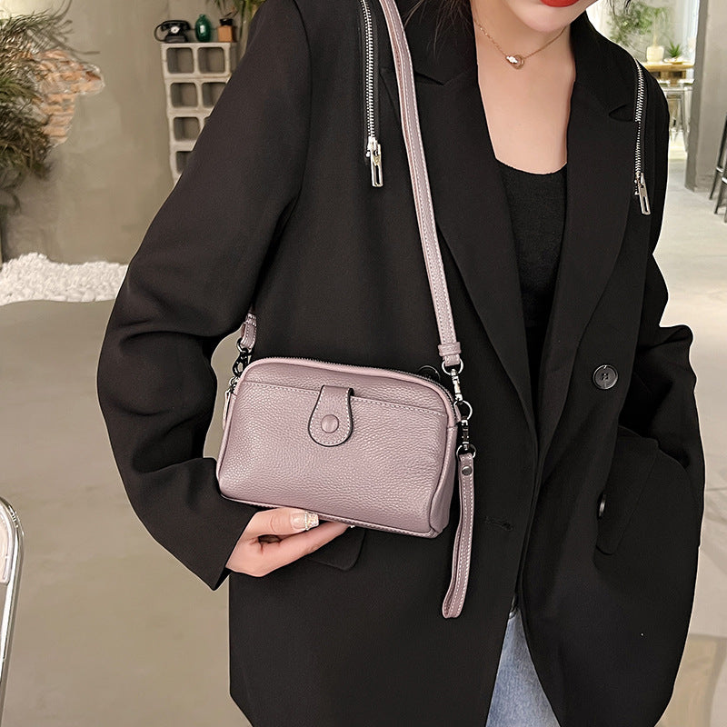 Women's Cattlehide Leather Surface Mini Simple Mom Crossbody Bags
