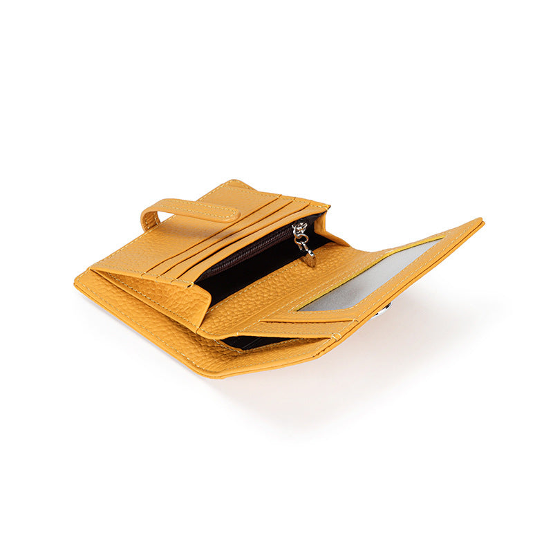 Women's First Layer Cowhide Short Trendy Genuine Ladies Wallets