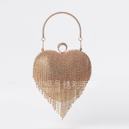 Tassel Rhinestone Dinner Heart-shaped Popular Diamond Evening Bags