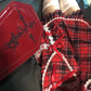 Women's Patent Leather Embroidered Coffin Red Punk Cosmetic Bags