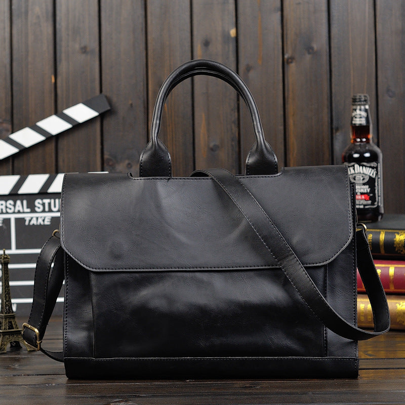 Men's Korean Retro Trendy Crazy Horse Leather Men's Briefcases