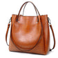 Women's Oil Leather Fashion Big Korean Style Shoulder Bags