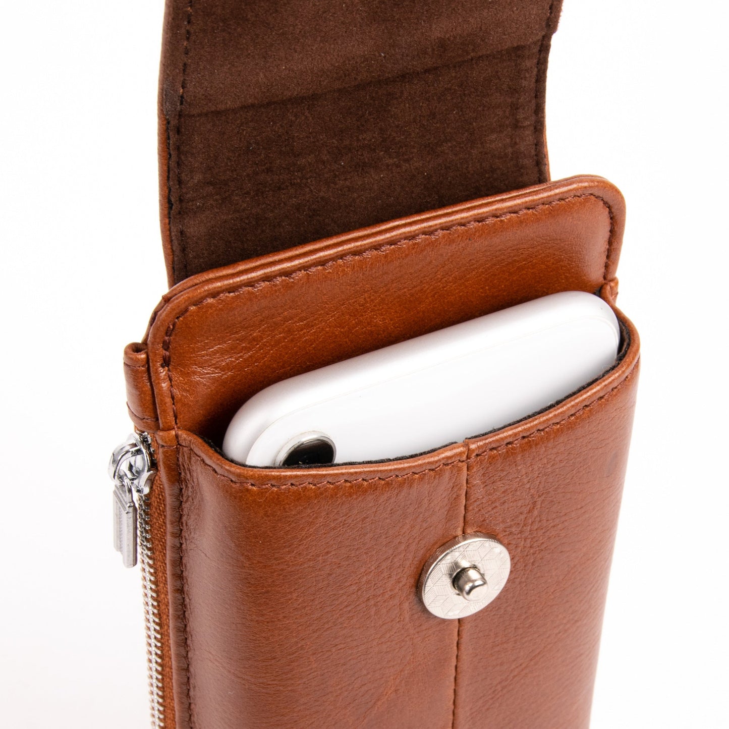 Men's Leather Zipper Hidden Mobile Hanging Genuine Phone Bags