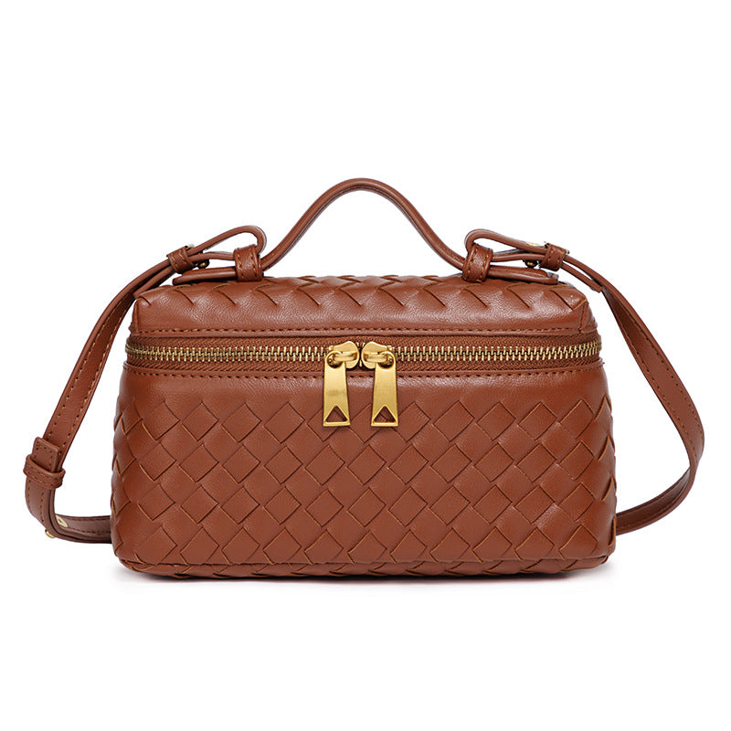 Popular Lunch Box Hand-woven Zipper Trendy Shoulder Bags