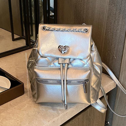 Women's Diamond Check Chain Fashion Portable Texture Backpacks