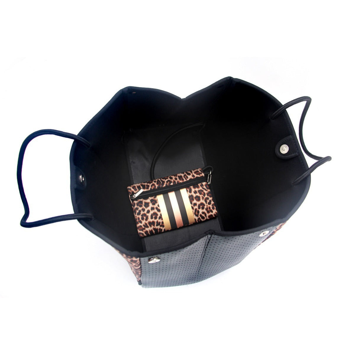 Leopard Print Printed Black Portable Beach Shoulder Bags