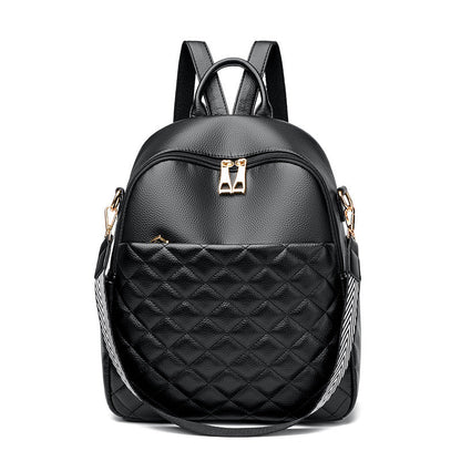 Rhombus Soft Leather Simple Large Capacity Backpacks
