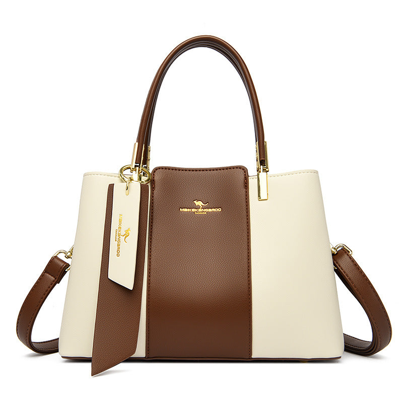 Women's Fashion Stitching Large Capacity Practical Temperament Handbags