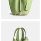 Layer Cowhide Lychee Pattern Solid Color Bucket Bags