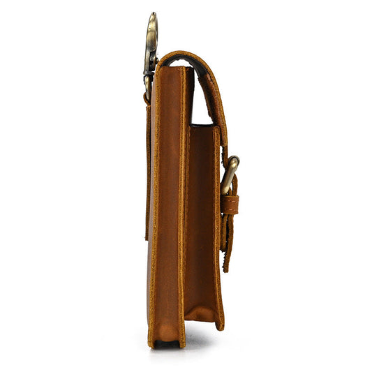 Men's Leather Crazy Horse First Layer Cowhide Hanging Men's Waist Packs