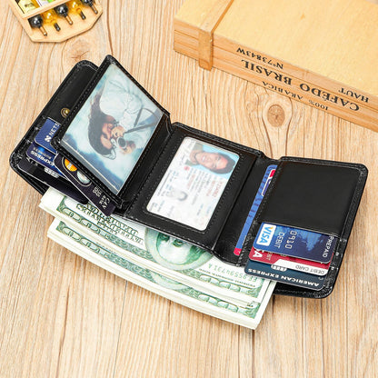 Men's First Layer Cowhide Swiping Short Horizontal Genuine Men's Wallets