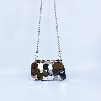 Women's Fashion Design Unique Dinner Sequined Metal Shoulder Bags