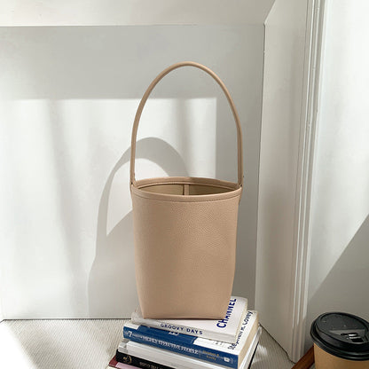 Leather Cylinder Large Capacity Minority Simple Bucket Bags