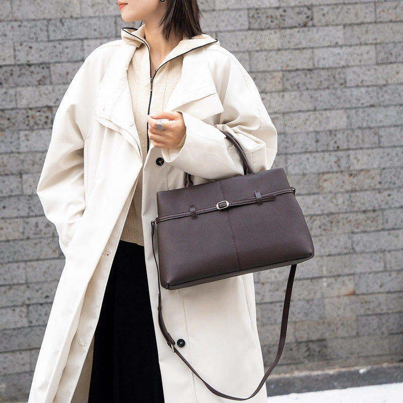 Women's Cow Leather Single Large Capacity Kelly Commuter Handbags