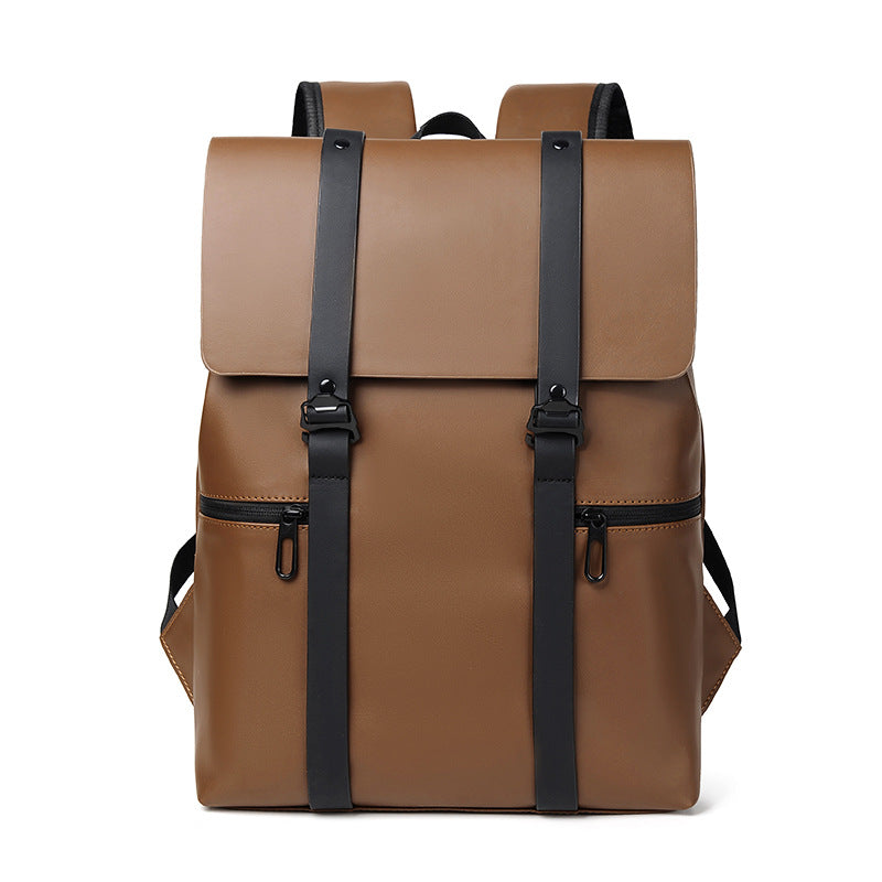 Men's Commuter Leather Waterproof Large Capacity Decompression Backpacks