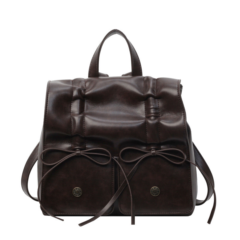 Spring Fashion Bowknot Soft Leather Cute Large Shoulder Bags