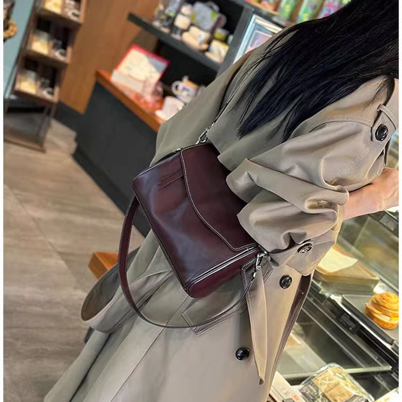 Women's For Woman Underarm Cowhide Retro High Shoulder Bags