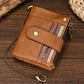 Women's & Men's & Swiping Cowhide With Iron Chain Men's Wallets