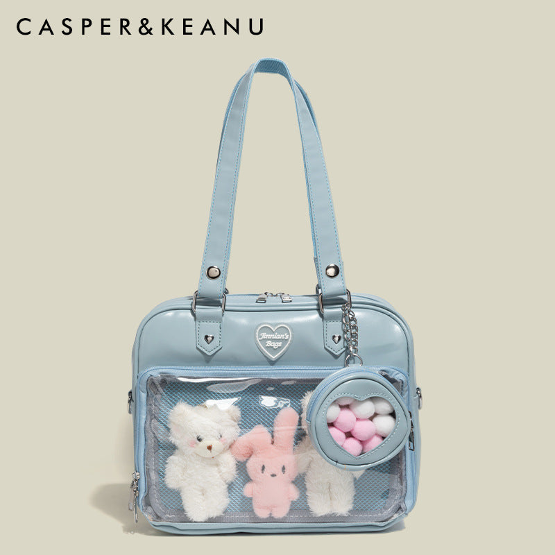 Large Capacity Daily Portable Cartoon Transparent Shoulder Bags