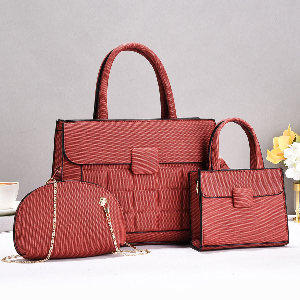 Pattern Simple Advanced Large Capacity Contrast Color Handbags