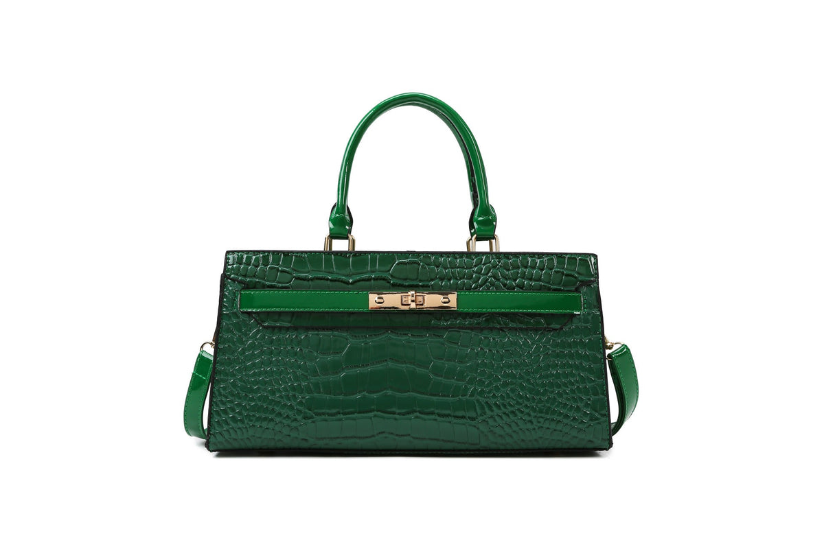 Women's Solid Color Large Capacity Crocodile Pattern Handbags