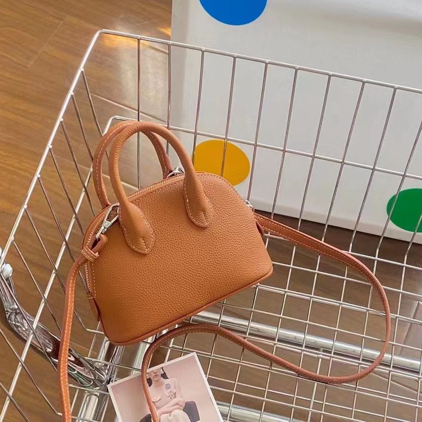 Layer Cowhide Shell Simple Fashion Bowling Mini Handbags