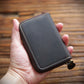 Men's Horse Leather Zipper Genuine Large Capacity Expanding Multiple Card Holder